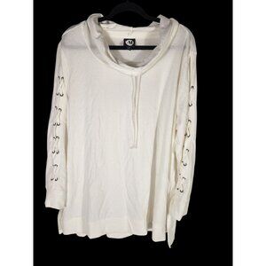 NWOT A&I Womens Plus Top White Lace Up Sleeve Fairygoth Essential Comfort 3X